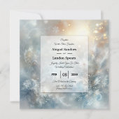 Frozen Petals in a Golden Winter Mist Wedding Einladung (Vorderseite)