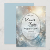 Frozen Petals in Golden Winter Restaurant Dinner Einladung (Vorne/Hinten)