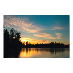 Frozen See bei Sonnenuntergang Fotodruck