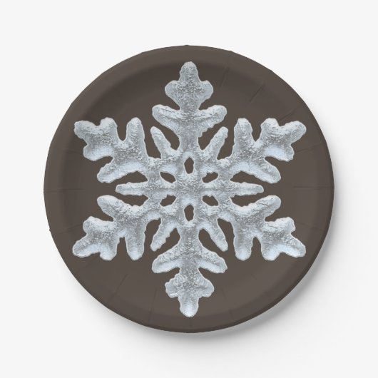 Frozen Snowflake Elegant Braun Weihnachten Pappteller (Vorderseite)