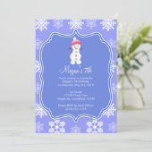 Frozen Snowflake Winter Snowman Geburtstag Einladung (Stehend Vorderseite)