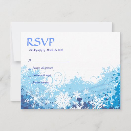 FROZEN SNOWFLAKES Bar Bat Mitzvah Antwortkarte RSVP Karte (Vorderseite)