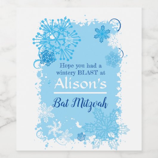 FROZEN SNOWFLAKES Bar Bat Mitzvah Weinkarte Weinetikett (Einzelnes Label)