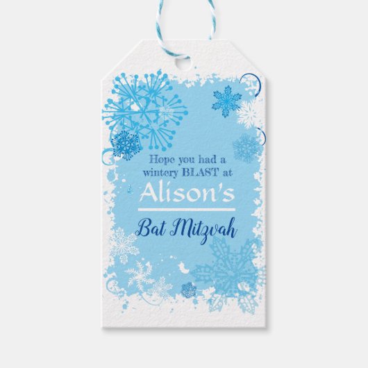 FROZEN SNOWFLAKES Bat Mitzvah Geschenk Tag Geschenkanhänger (Vorderseite)