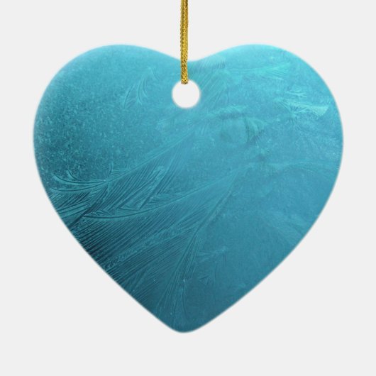 Frozen Water Ice Blue Frost Chic Winter Metallic Keramikornament (Hinten)