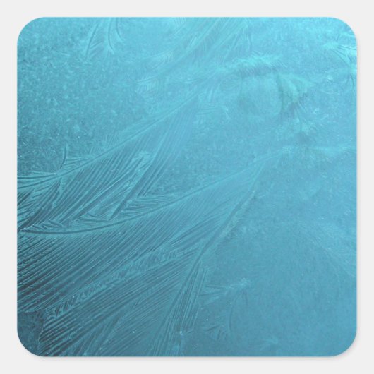 Frozen Water Ice Blue Frost Chic Winter Metallic Quadratischer Aufkleber (Vorderseite)