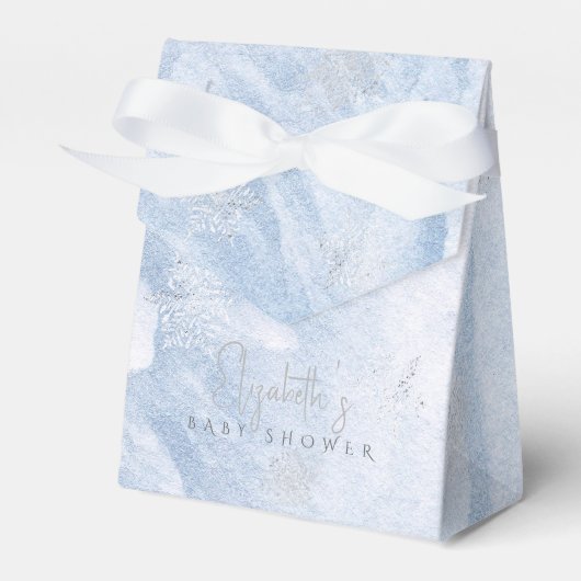 Frozen Winter Silver Snowflake Blue Baby Dusche Geschenkschachtel (Vorderseite)