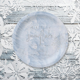 Frozen Winter Silver Snowflake Blue Baby Dusche Pappteller