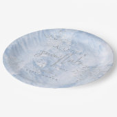 Frozen Winter Silver Snowflake Blue Baby Dusche Pappteller (Schrägansicht)