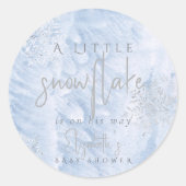 Frozen Winter Silver Snowflake Blue Baby Dusche Runder Aufkleber (Vorderseite)