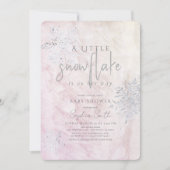 Frozen Winter Silver Snowflake Girl Babydusche Einladung (Vorderseite)