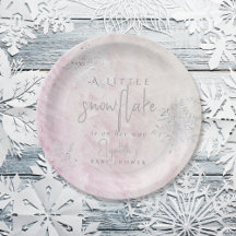 Frozen Winter Silver Snowflake Pink Baby Dusche