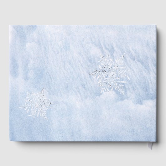 Frozen Winter Silver Snowflakes Hochzeit Gästebuch (Rückseite)