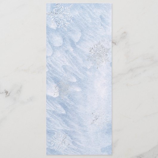 Frozen Winter Silver Snowflakes Hochzeit Menükarte (Rückseite)