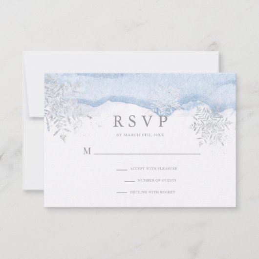 Frozen Winter Silver Snowflakes Hochzeit RSVP (Vorderseite)
