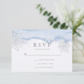 Frozen Winter Silver Snowflakes Hochzeit RSVP Karte (Stehend Vorderseite)