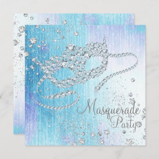 Frozen Winter Wonderland Diamond Masquerade Party Einladung (Vorne/Hinten)