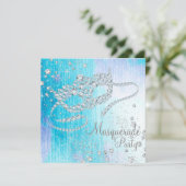 Frozen Winter Wonderland Diamond Masquerade Party Einladung (Stehend Vorderseite)