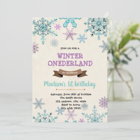 Frozen Winter Wonderland Einladung zum Geburtstag (Stehend Vorderseite)