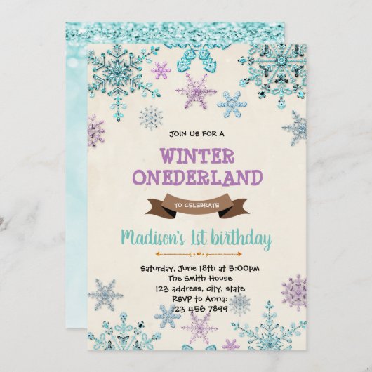 Frozen Winter Wonderland Einladung zum Geburtstag (Vorne/Hinten)