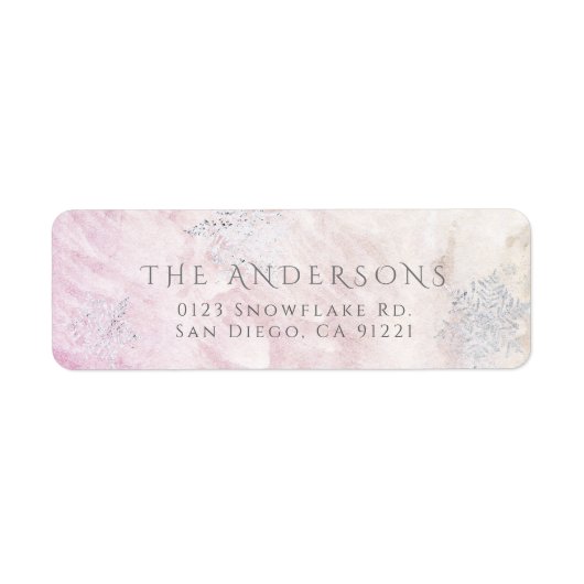 Frozen Wintersilber Schneeflocke Rosa Rücksendeadr (Vorne)