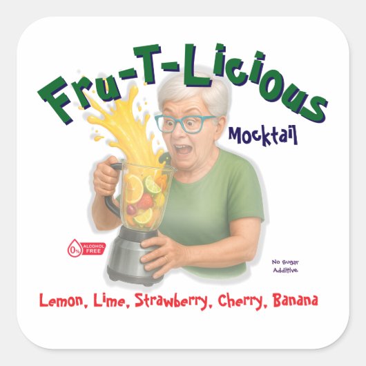 Fru-T-Licious, Quadratischer Aufkleber (Vorderseite)