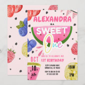 Frucht 1. Geburtstag Mädchen Sweet One Tutti Frutt Einladung (Vorne/Hinten)