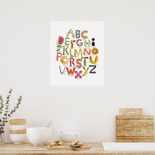 Frucht Alphabet Kids ABC Nursey Food Theme Poster (Küche)