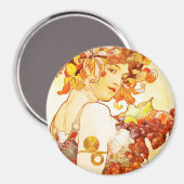 Frucht, Alphonse Mucha - Magnet (Vorderseite/Rückseite)