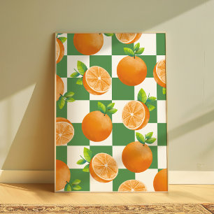 Frucht Ästhetik Orange Schachbrett Wandkunst Poster