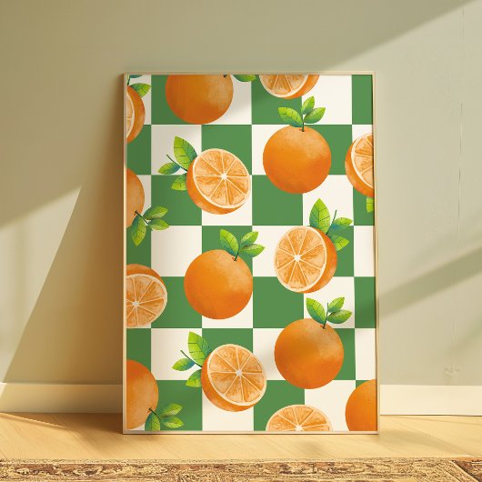 Frucht Ästhetik Orange Schachbrett Wandkunst Poster