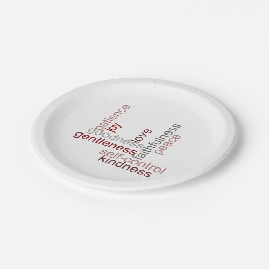 Frucht der Geist-Wort-Kunst Pappteller (Schrägansicht)