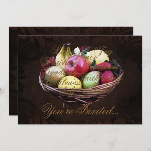 Frucht des Geistes, gemalter Brown-Korb Einladung (Vorne/Hinten)