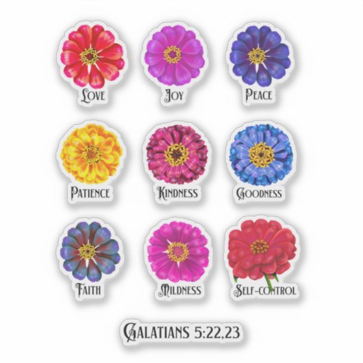Frucht des Geistes Mit Zinnias Aufkleber (Vorderseite)