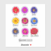 Frucht des Geistes Mit Zinnias Aufkleber (Blatt)