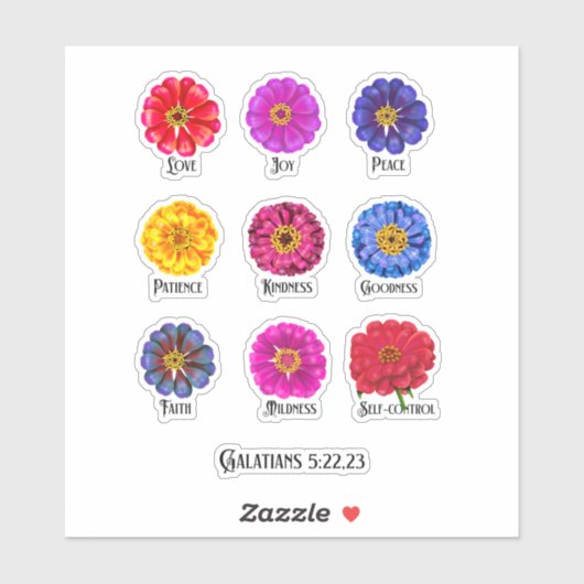 Frucht des Geistes Mit Zinnias Aufkleber (Blatt)