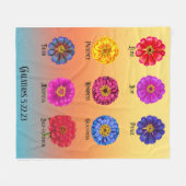 Frucht des Geistes mit Zinnias Fleecedecke (Vorderseite (Horizontal))
