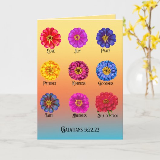 Frucht des Geistes mit Zinnias Karte (Gelbe Blume)