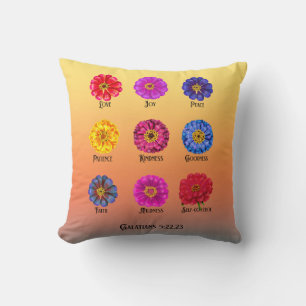 Frucht des Geistes mit Zinnias Kissen