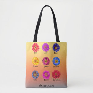 Frucht des Geistes mit Zinnias  Tasche