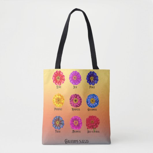 Frucht des Geistes mit Zinnias Tasche (Vorderseite)