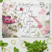 Frucht des Geistes rosa floral Geschirrtuch (Gefaltet)