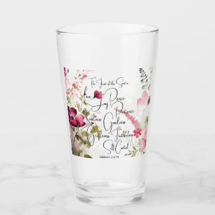 Frucht des Geistes rosa floral Glas