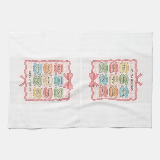 Frucht des Geistes rosa Geschirrtuch (Horizontal)