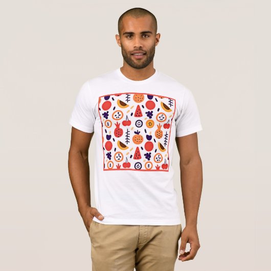 Frucht Farbenfrohe Muster Kunst T-Shirt (Vorne ganz)