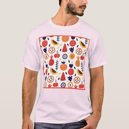Frucht Farbenfrohe Muster Kunst T-Shirt (Vorderseite)