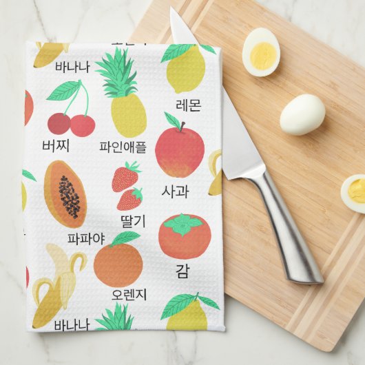Frucht Flash Cards Koreanischer Fruchtigkeitsspass Geschirrtuch (Viertel Falte)
