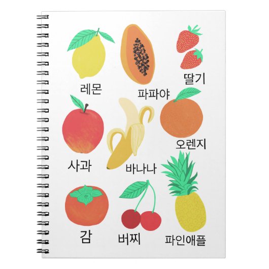 Frucht Flash Cards Koreanischer Fruchtigkeitsspass Notizblock (Vorderseite)