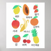 Frucht Flash Cards Koreanischer Fruchtigkeitsspass Poster (Vorne)