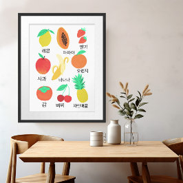 Frucht Flash Cards Koreanischer Fruchtigkeitsspass Poster